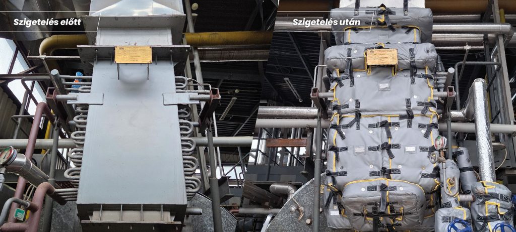 Tápvíz-előmelegítő Economizer papalanszigetelés Előtte-Utána